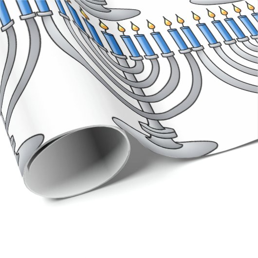 Silbernes Menorah Chanukka Packpapier (Rolleneckpunkt)