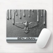 Silbernes Metalladler-Emblem mit tropfender Farbe Mousepad (Mit Mouse)