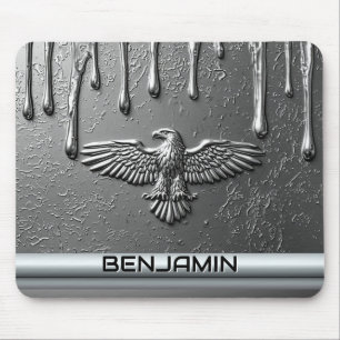 Silbernes Metalladler-Emblem mit tropfender Farbe Mousepad