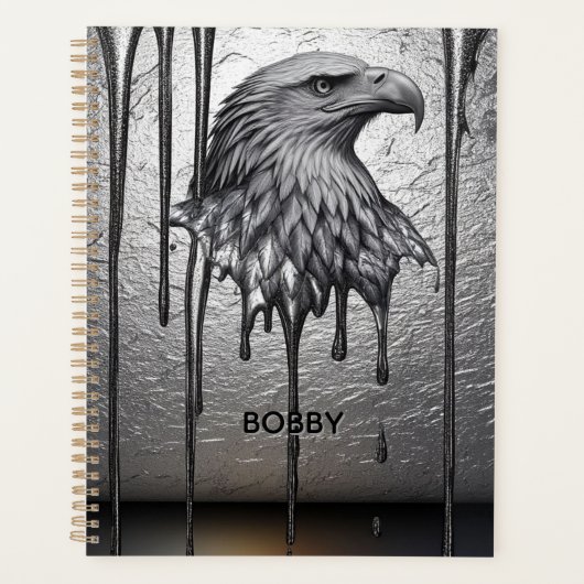 Silbernes Metalladler-Emblem mit tropfender Farbe Planer (Vorderseite)