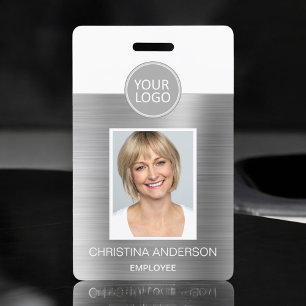 Silbernes Metallic Mitarbeiter Name Logo Foto Corp Ausweis