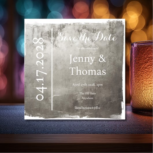 Silbernes Metallisches Elegantes Save-the-Date Save The Date