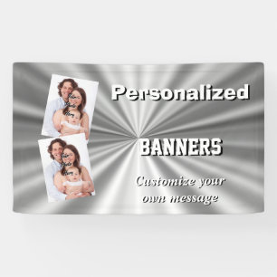 Silbernes metallisches graues minimales des banner