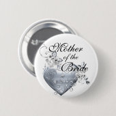 Silbernes mit Filigran geschmücktes Herz u. weiße Button (Vorne & Hinten)