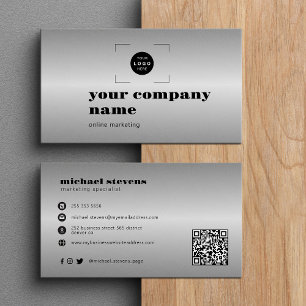 Silbernes modernes benutzerdefiniertes Logo QR-Cod Visitenkarte