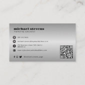 Silbernes modernes benutzerdefiniertes Logo QR-Cod Visitenkarte (Rückseite)