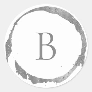 Silbernes modernes Folien-Glitter-Sparkle-Monogram Runder Aufkleber