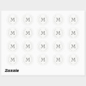 Silbernes Monogramm-Sticker Runder Aufkleber (Blatt)
