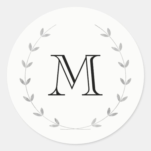 Silbernes Monogramm-Sticker Runder Aufkleber (Vorderseite)