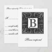 Silbernes monogrammiertes keltisches Hochzeits-RSV RSVP Karte (Vorne/Hinten)