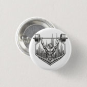 Silbernes NYC Bodybuilder-Logo - Metallisches New Button (Vorne & Hinten)