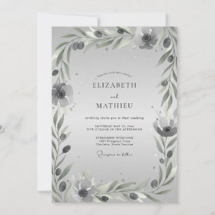 Silbernes Olivenblatt Hochzeit Einladung