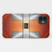 Silbernes orange glänzendes Edelstahl-Metall 9 Case-Mate iPhone Hülle (Rückseite (Horizontal))