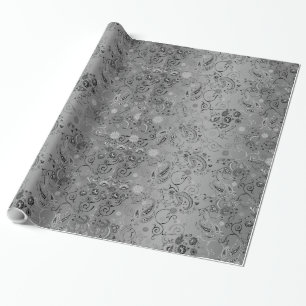 Silbernes Paisley-Packpapier Geschenkpapier