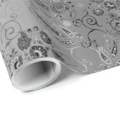 Silbernes Paisley-Packpapier Geschenkpapier (Rolleneckpunkt)