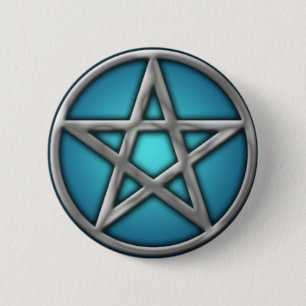 Silbernes Pentagramm auf Wasser Button