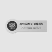 Silbernes Professionelles Modernes Logo Firmen-  Namensschild (Vorderseite)
