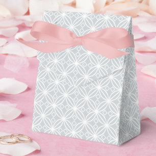 Silbernes Quad-Blumenmuster mit rosa Schleife für  Geschenkschachtel