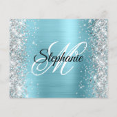 Silbernes Robin-Ei Blaues Glam-Monogramm 30. Gebur Flyer (Hinten)