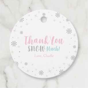 Silbernes, rosa & blaues Winter Onederland Danke Geschenkanhänger