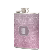 Silbernes rosa Stern-Schein-Monogramm Flachmann (Links)