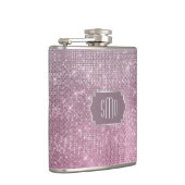 Silbernes rosa Stern-Schein-Monogramm Flachmann (Rechts)