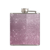 Silbernes rosa Stern-Schein-Monogramm Flachmann (Rückseite)