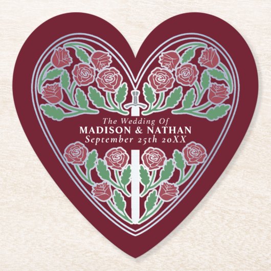 Silbernes rotes königliches mittelalterliches flor untersetzer (Vorderseite)