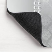 Silbernes Satin-Damast-Weiß perlt Gewebe padfolio Mousepad (Ecke)