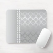 Silbernes Satin-Damast-Weiß perlt Gewebe padfolio Mousepad (Mit Mouse)