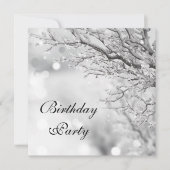 Silbernes Schein-Winter-Geburtstags-Party Einladung (Vorderseite)