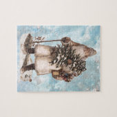 Silbernes Schnee-Fallen Vintages Puzzle (Horizontal)