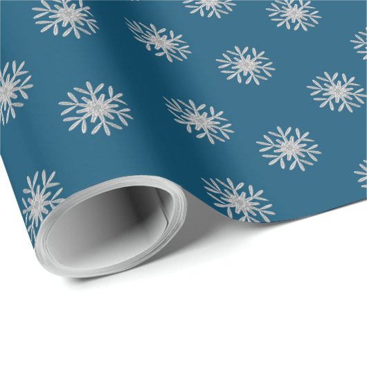 Silbernes Schneeflöckchen Geschenkpapier (Rolleneckpunkt)