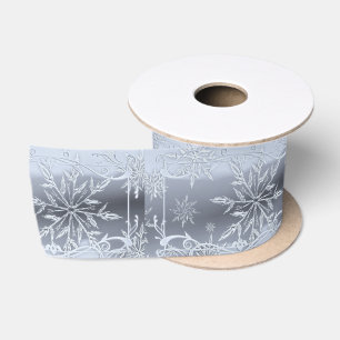 Silbernes Schneeflockeband Satinband