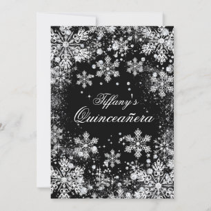 Silbernes Schneeflocken-Winter-Wunderland Quincean Einladung