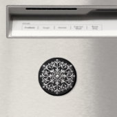 Silbernes Schneeglöckchen auf Schwarz Magnet (In Situ (Geschirrspüler))
