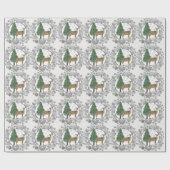 Silbernes Schneeglöckchen mit Weißwedelhirsch  Geschenkpapier (Flach)