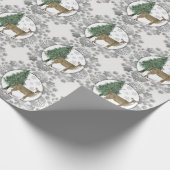 Silbernes Schneeglöckchen mit Weißwedelhirsch  Geschenkpapier (Ecke)