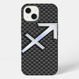 Silbernes Schütze-Sternzeichen-Kohlenstofffaser-Dr iPhone 13 Hülle