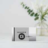 Silbernes Schwarz-weißes Restaurant Visitenkarte (Stehend Vorderseite)