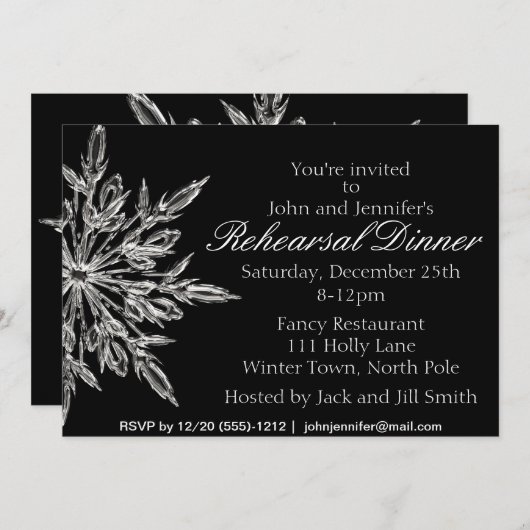 Silbernes schwarzes einladung (Vorne/Hinten)