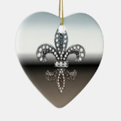 Silbernes Schwarzes Lilien-Flor New Orleans Keramik Ornament (Rechts)