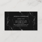 Silbernes Skript auf schwarzem Make-up des Visitenkarte (Rückseite)