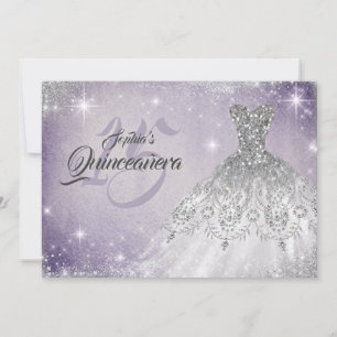 Silbernes Soft-Purple-Spitzen-Diamant-Kleid Quince Einladung
