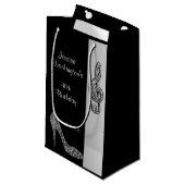 Silbernes Stilett-u. dreifache Spalten-40. Kleine Geschenktüte (Vorderseite Schrägansicht)