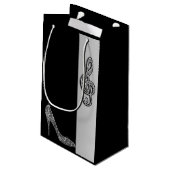 Silbernes Stilett-u. dreifache Spalten-50. Kleine Geschenktüte (Rückseite Schrägansicht)