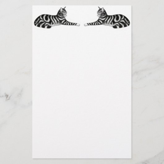 Silbernes Tabby-Katzen-Briefpapier Briefpapier (Vorderseite)