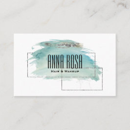 *~* silbernes Türkis-Aquarell geometrisches Girly Visitenkarte