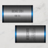 Silbernes und blaues Edelstahl-Metall Visitenkarte (Vorne/Hinten)