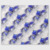 Silbernes und blaues WeihnachtsPackpapier Geschenkpapier (Flach)